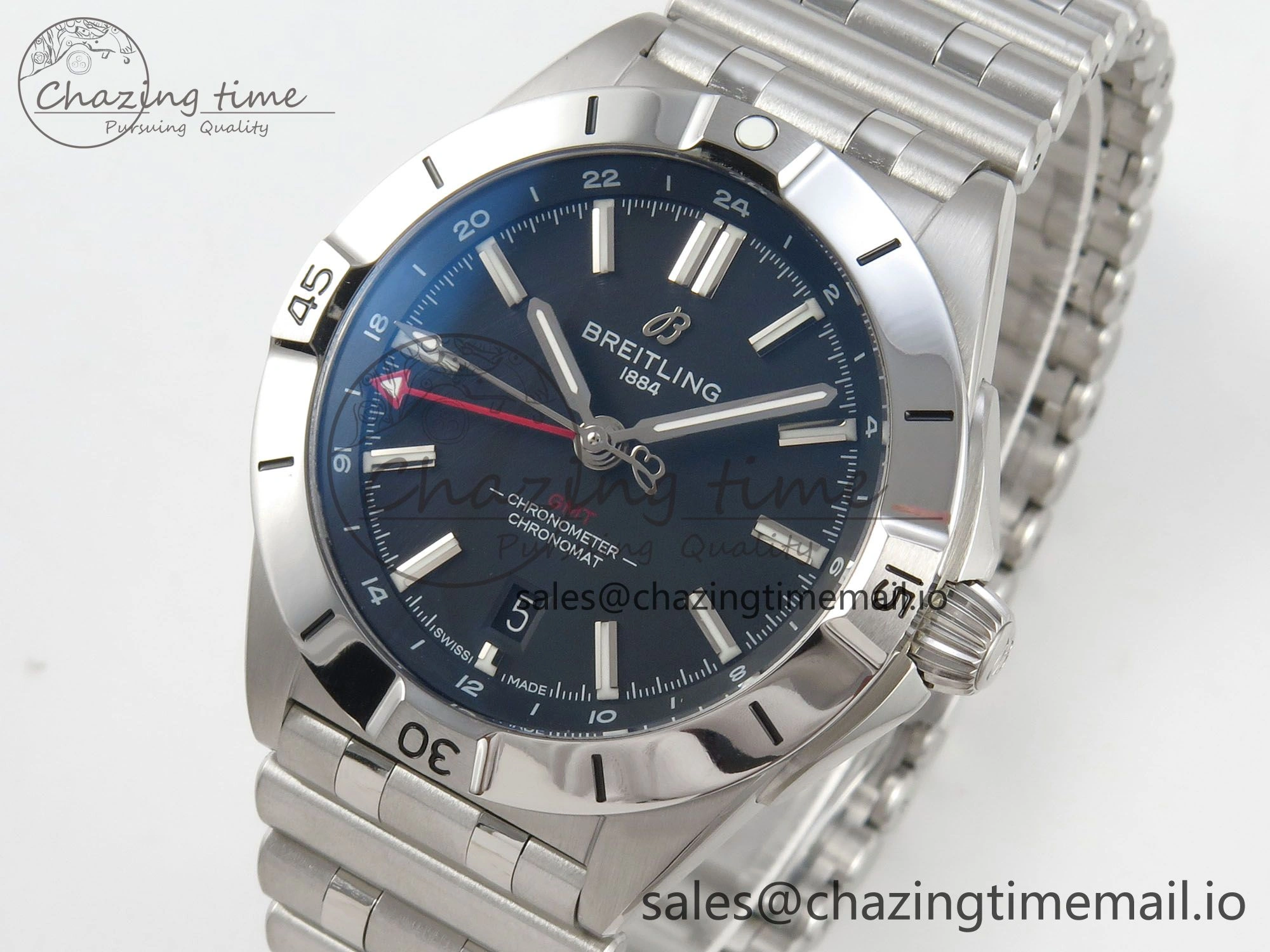 Breitling BLSF Chronomat Automatic 1:1 Best Edition GMT 40mm Black Dial On SS Bracelet A2836