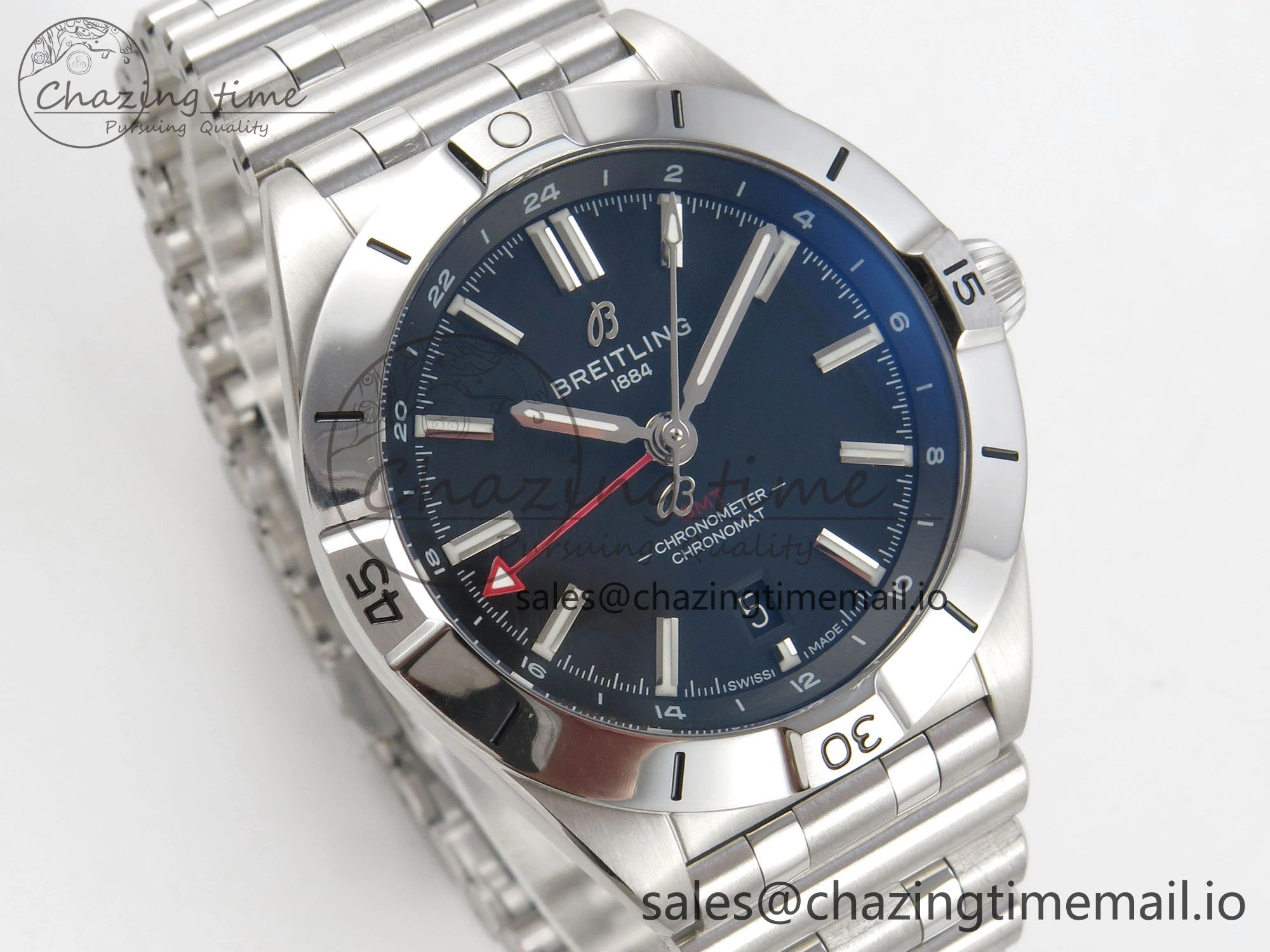 Breitling BLSF Chronomat Automatic 1:1 Best Edition GMT 40mm Black Dial On SS Bracelet A2836