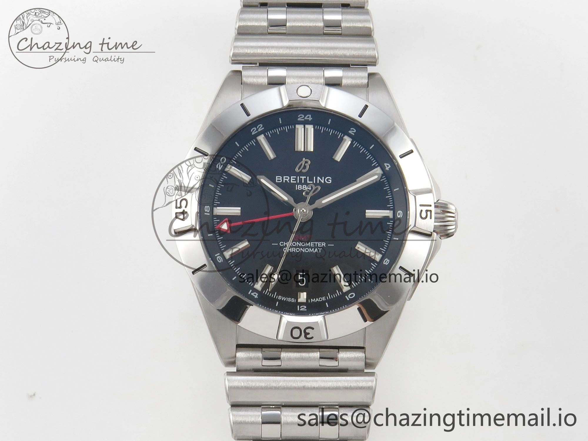 Breitling BLSF Chronomat Automatic 1:1 Best Edition GMT 40mm Black Dial On SS Bracelet A2836