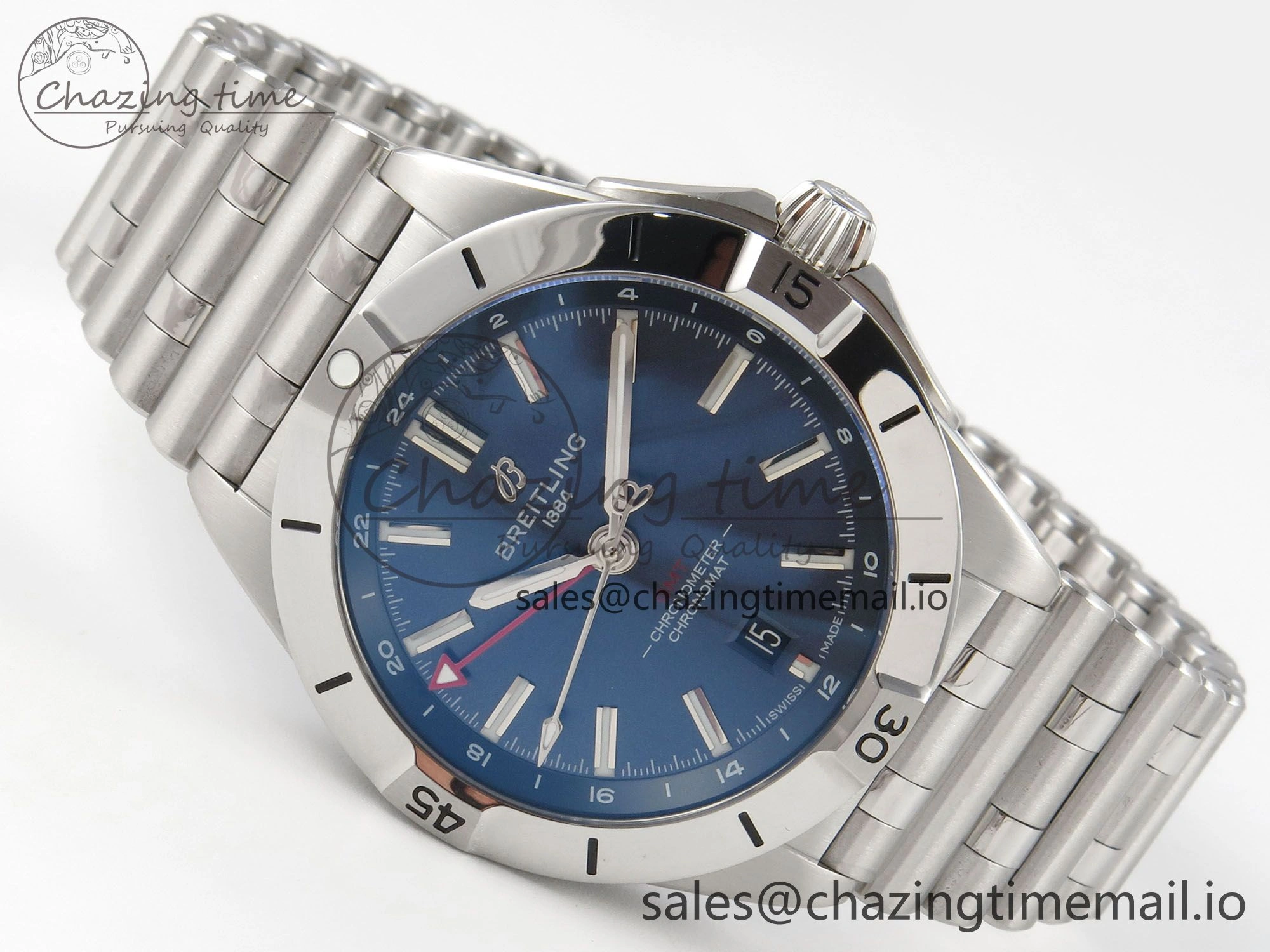 Breitling BLSF Chronomat Automatic 1:1 Best Edition GMT 40mm Blue Dial On SS Bracelet A2836