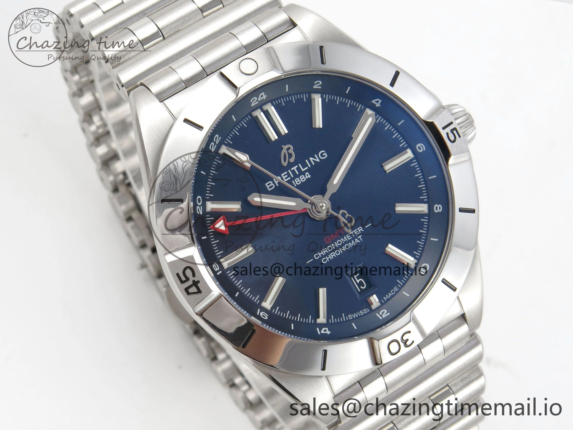 Breitling BLSF Chronomat Automatic 1:1 Best Edition GMT 40mm Blue Dial On SS Bracelet A2836