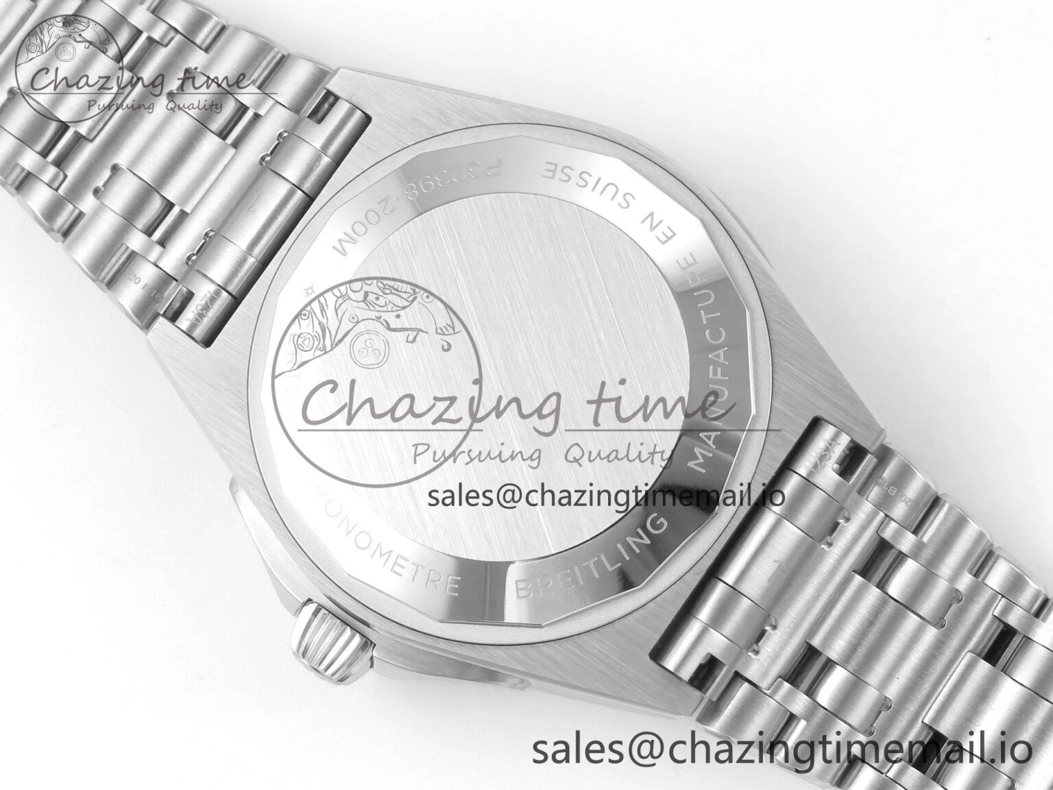 Breitling BLSF Chronomat Automatic 1:1 Best Edition GMT 40mm Blue Dial with Inner Yellow Rim On SS Bracelet