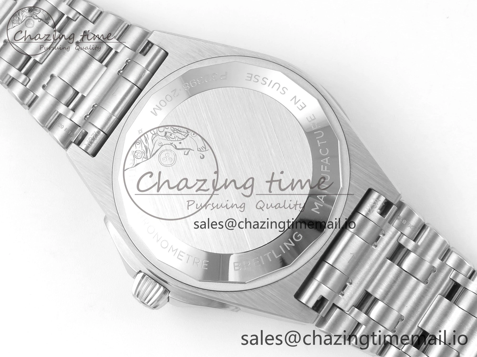 Breitling BLSF Chronomat Automatic 1:1 Best Edition GMT 40mm Blue Dial with Inner Yellow Rim On SS Bracelet