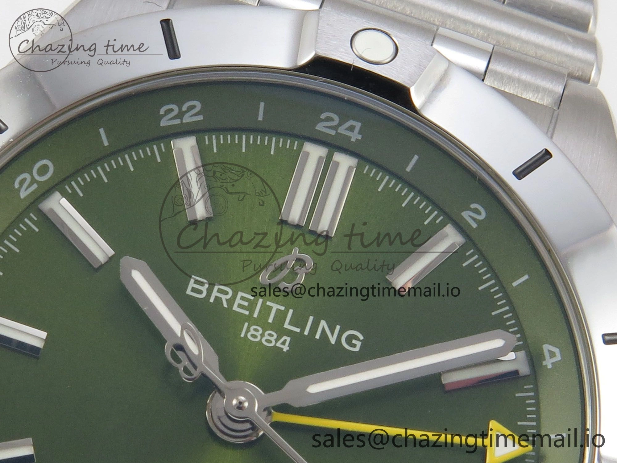 Breitling BLSF Chronomat Automatic 1:1 Best Edition GMT 40mm Green Dial On SS Bracelet A2836
