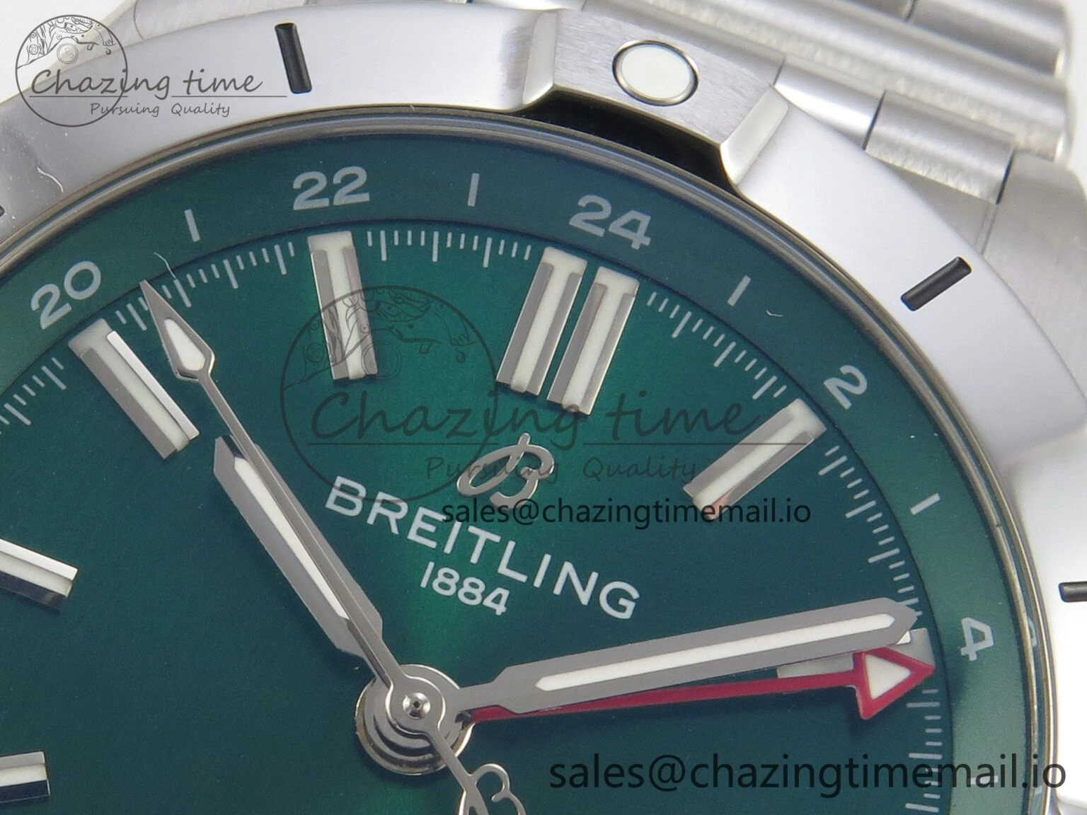 Breitling BLSF Chronomat Automatic 1:1 Best Edition GMT 40mm Green Dial On SS Bracelet A2836