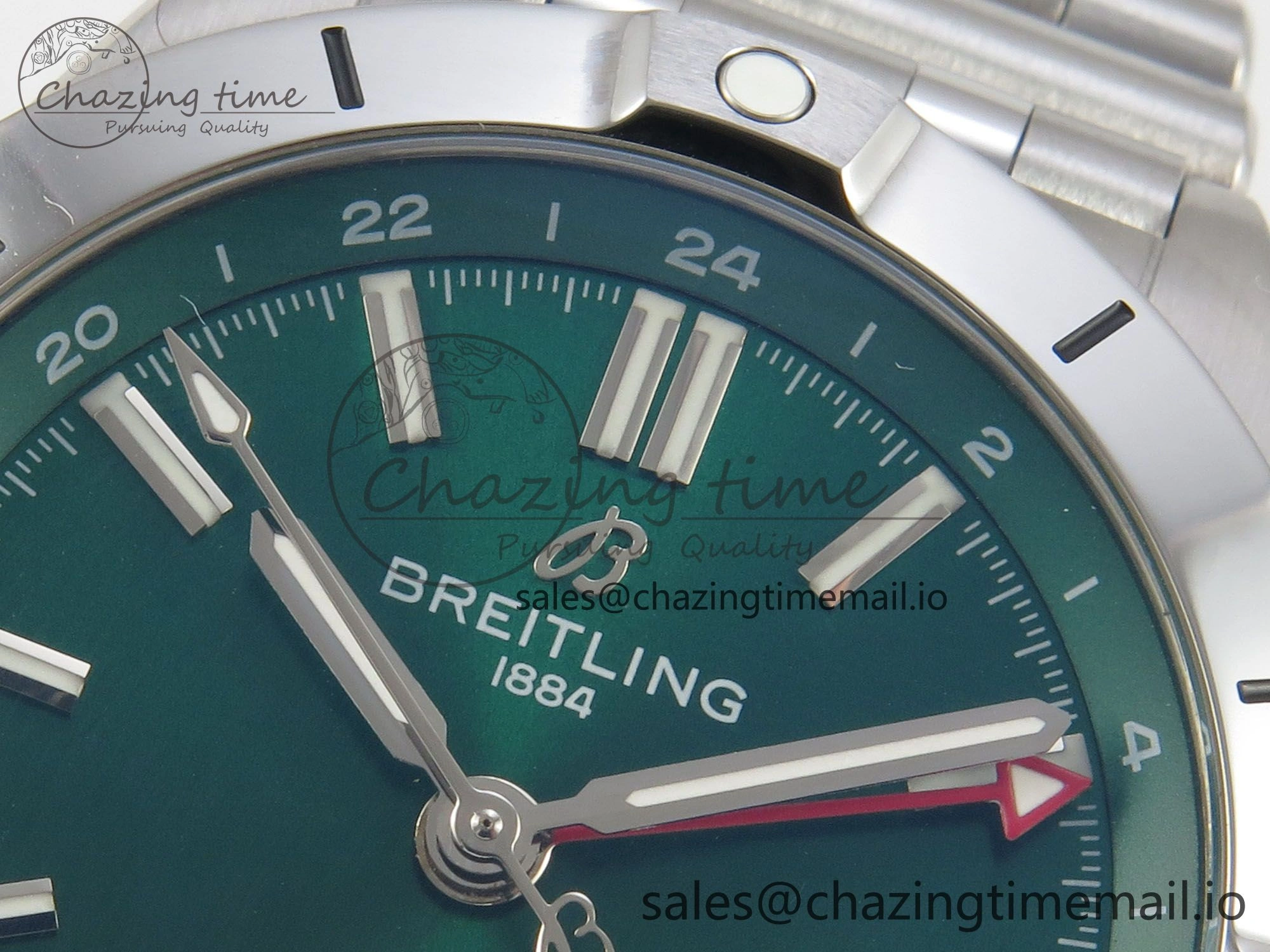 Breitling BLSF Chronomat Automatic 1:1 Best Edition GMT 40mm Green Dial On SS Bracelet A2836