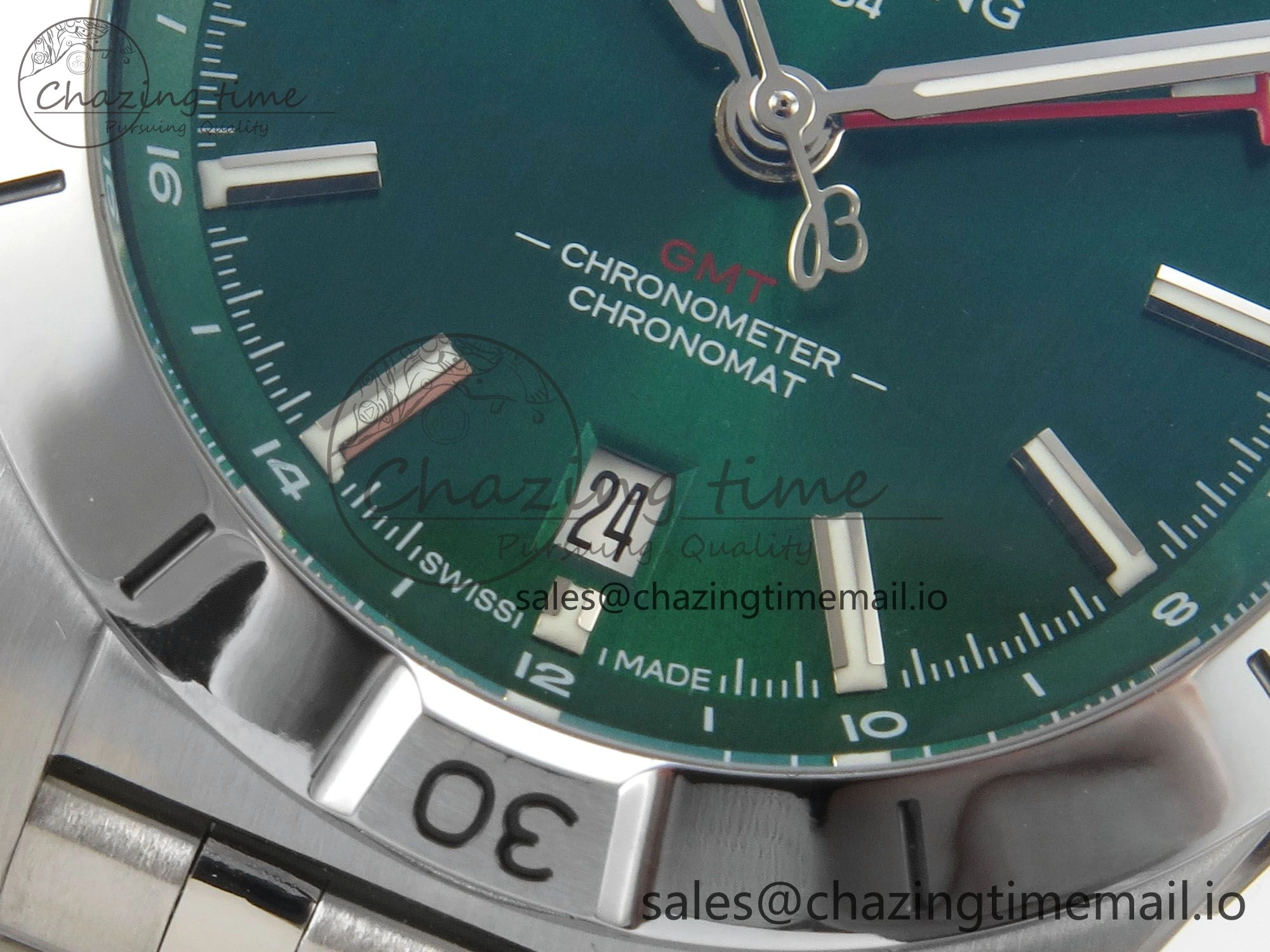 Breitling BLSF Chronomat Automatic 1:1 Best Edition GMT 40mm Green Dial On SS Bracelet A2836