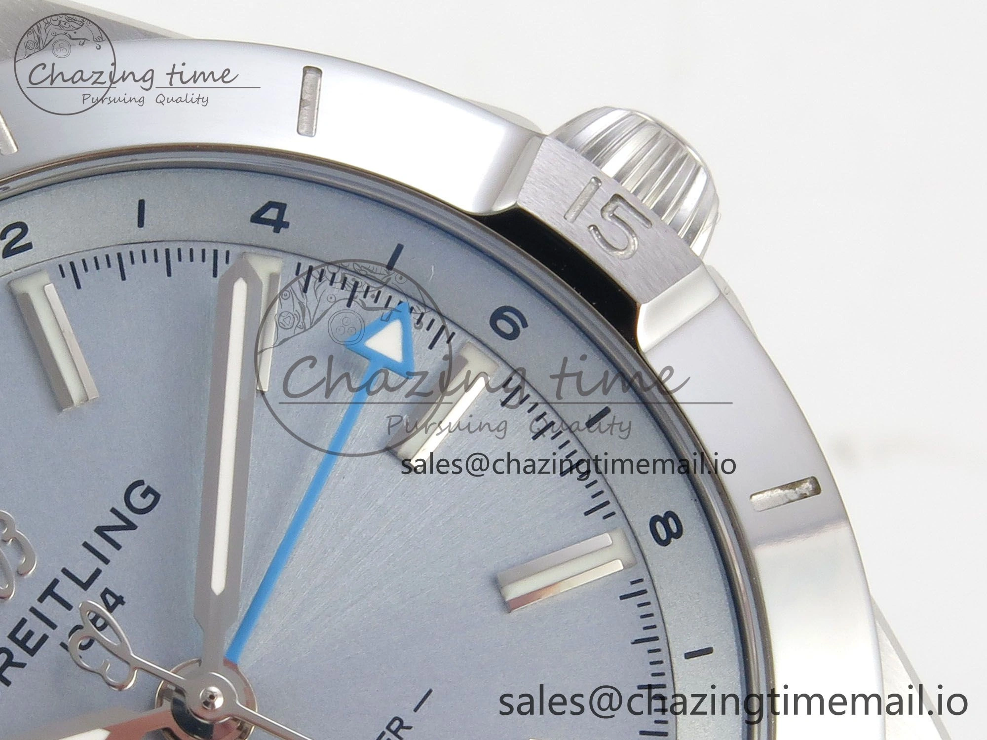 Breitling BLSF Chronomat Automatic 1:1 Best Edition GMT 40mm Ice Blue Dial On SS Bracelet A2836