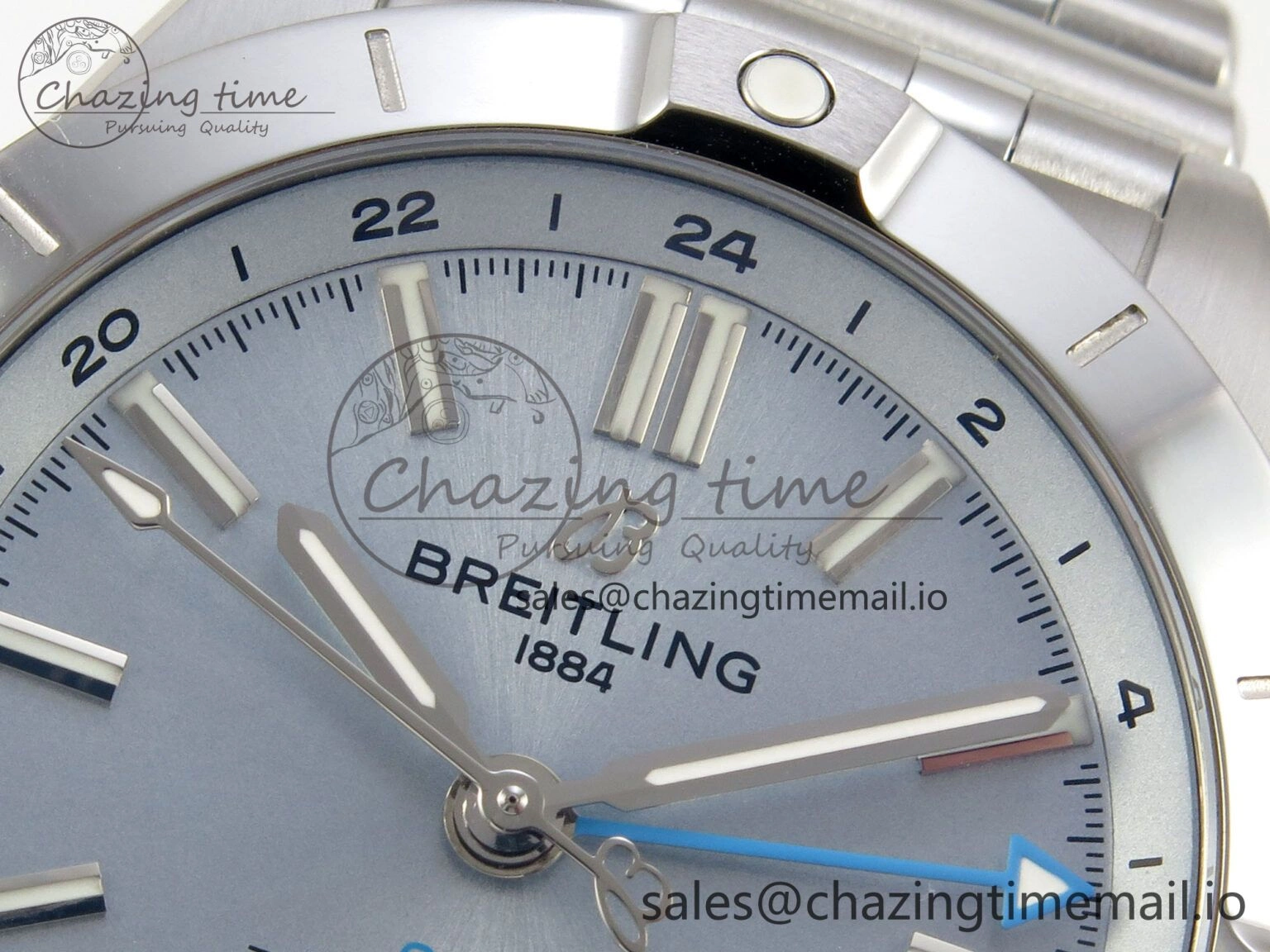 Breitling BLSF Chronomat Automatic 1:1 Best Edition GMT 40mm Ice Blue Dial On SS Bracelet A2836