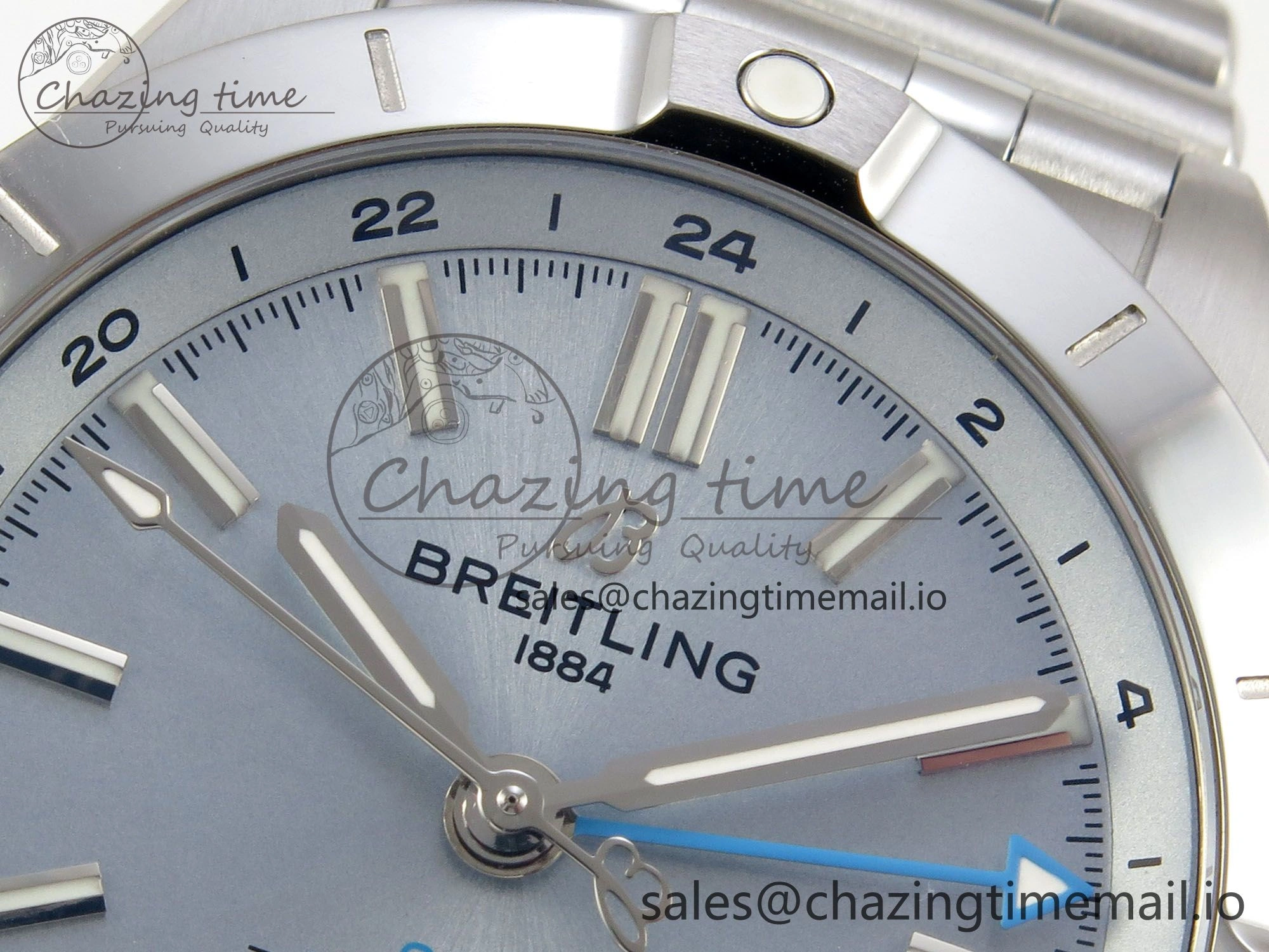 Breitling BLSF Chronomat Automatic 1:1 Best Edition GMT 40mm Ice Blue Dial On SS Bracelet A2836