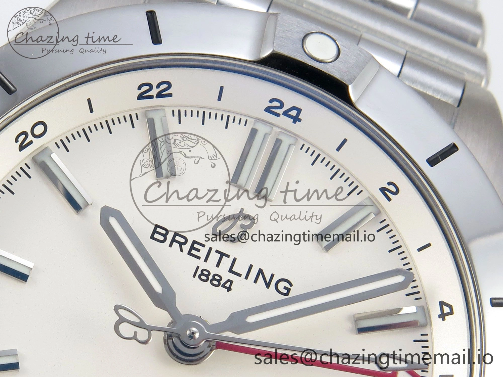 Breitling BLSF Chronomat Automatic 1:1 Best Edition GMT 40mm White Dial On SS Bracelet A2836