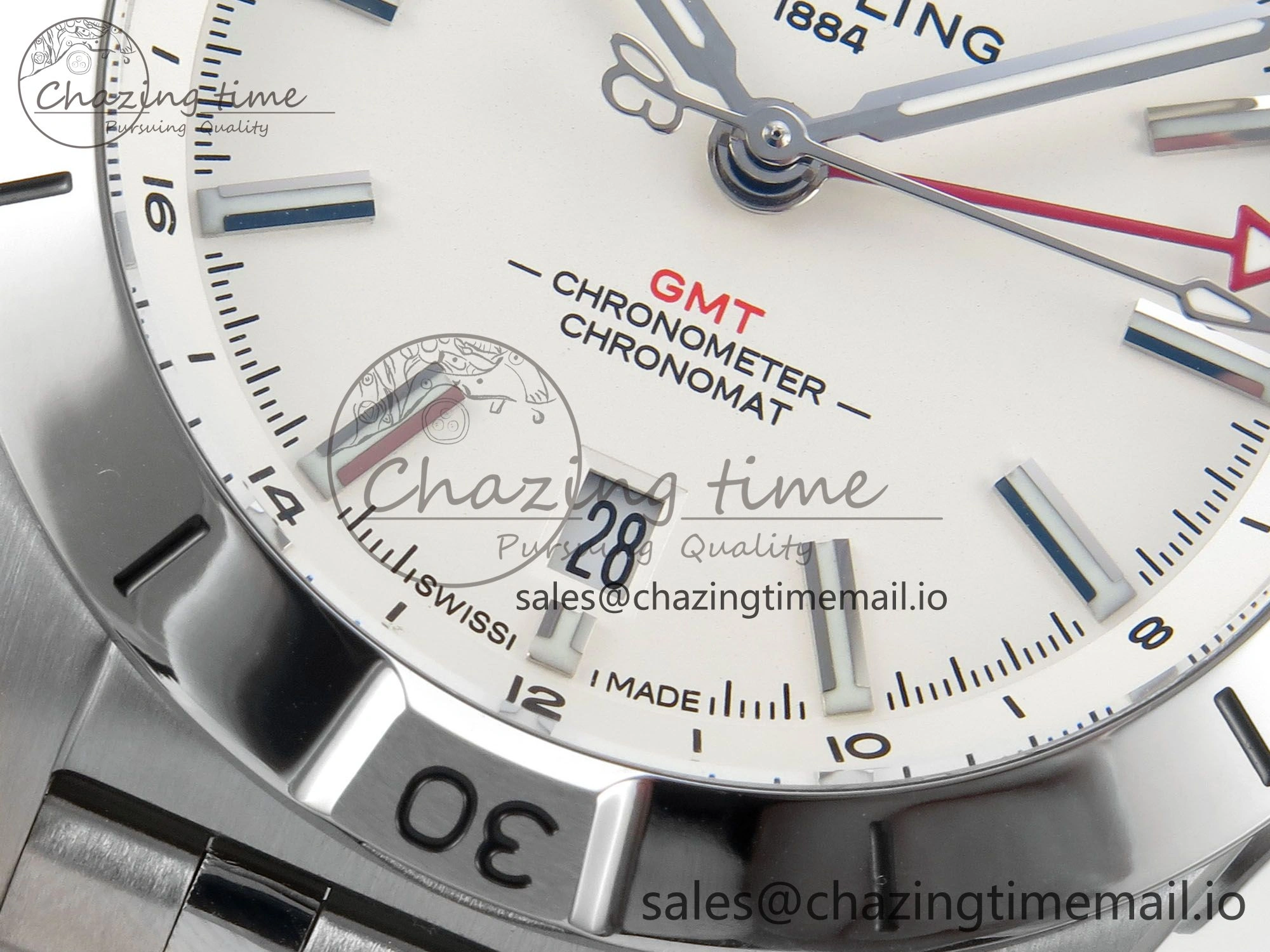 Breitling BLSF Chronomat Automatic 1:1 Best Edition GMT 40mm White Dial On SS Bracelet A2836