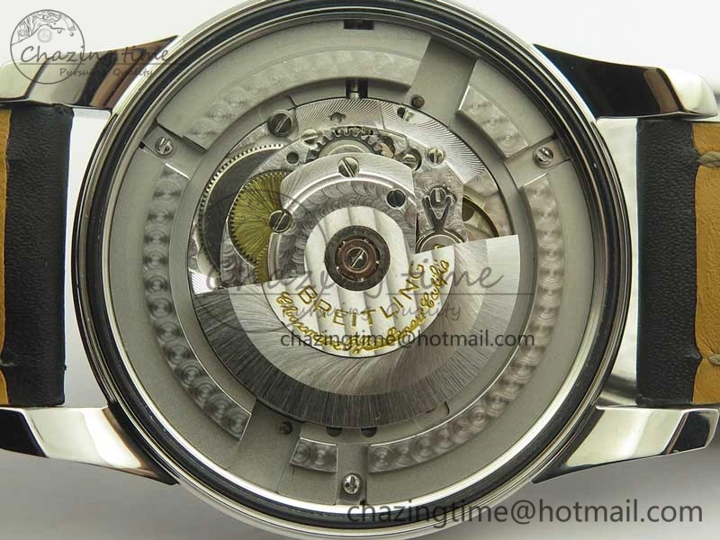 Breitling Transocean Day & Date SS V7F 1:1 Best Edition Black Dial on Black Leather Strap A2836