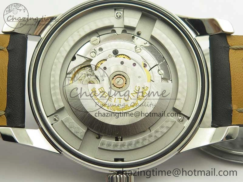 Breitling Transocean Day & Date SS V7F 1:1 Best Edition Black Dial on Black Leather Strap A2836