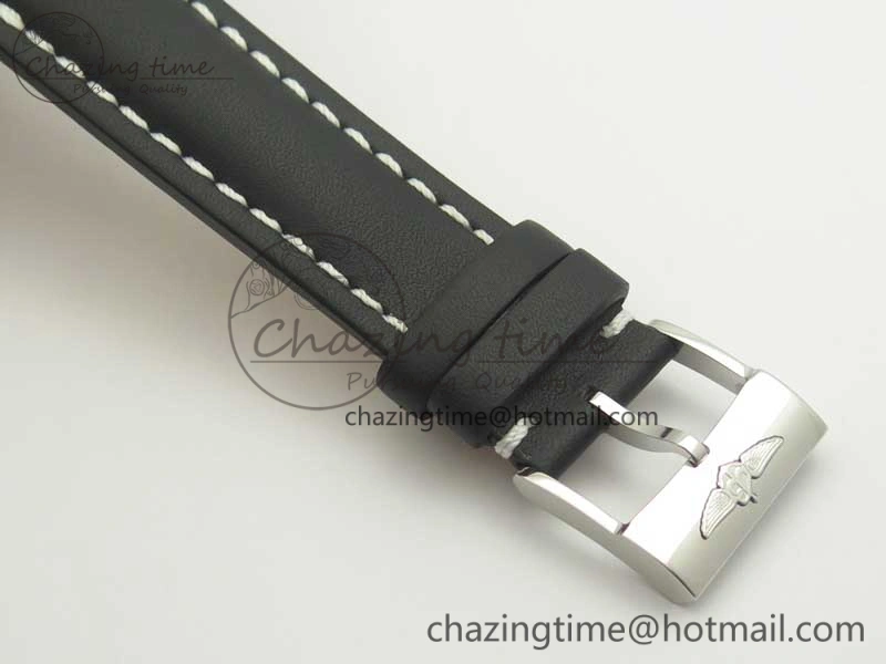 Breitling Transocean Day & Date SS V7F 1:1 Best Edition Black Dial on Black Leather Strap A2836