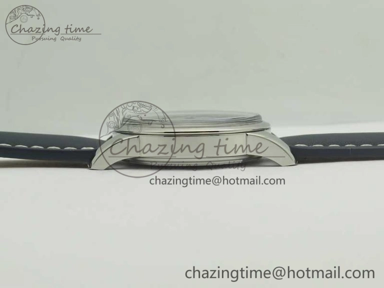 Breitling Transocean Day & Date SS V7F 1:1 Best Edition Blue Dial on Blue Leather Strap A2836