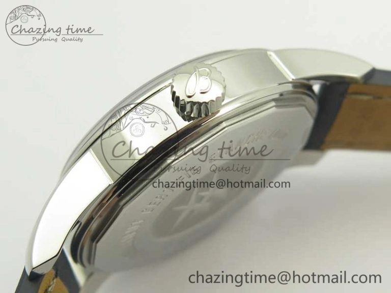 Breitling Transocean Day & Date SS V7F 1:1 Best Edition Blue Dial on Blue Leather Strap A2836