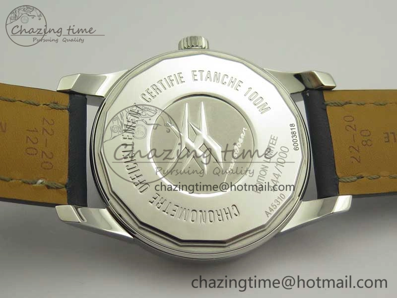 Breitling Transocean Day & Date SS V7F 1:1 Best Edition Blue Dial on Blue Leather Strap A2836