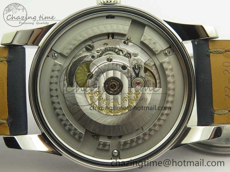 Breitling Transocean Day & Date SS V7F 1:1 Best Edition Blue Dial on Blue Leather Strap A2836