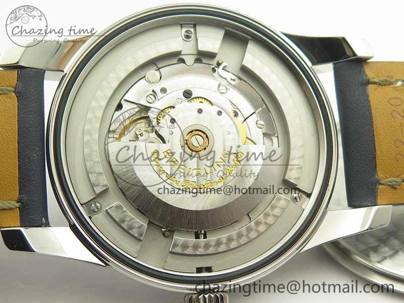 Breitling Transocean Day & Date SS V7F 1:1 Best Edition Blue Dial on Blue Leather Strap A2836