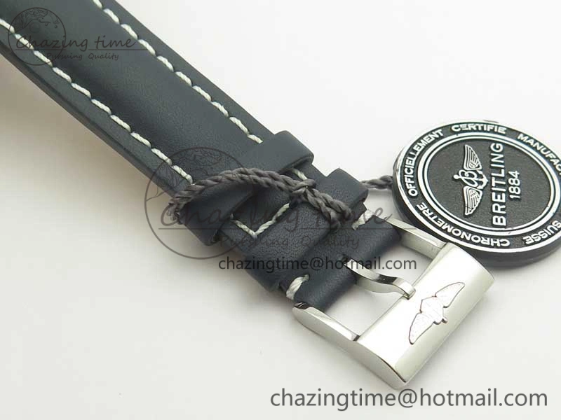 Breitling Transocean Day & Date SS V7F 1:1 Best Edition Blue Dial on Blue Leather Strap A2836