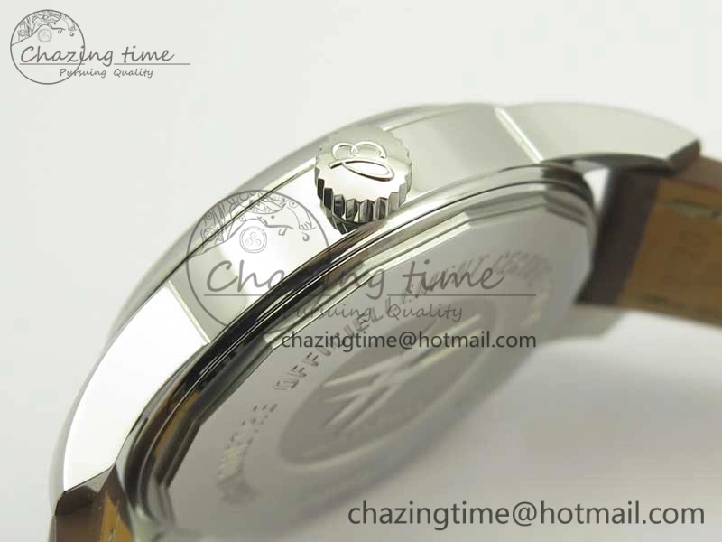 Breitling Transocean Day & Date SS V7F 1:1 Best Edition Silver Dial on Brown Leather Strap A2836