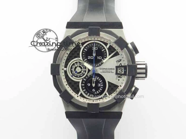 C1 Chronograph RG H-Maker Black CF Dial On Black Rubber Strap A7750