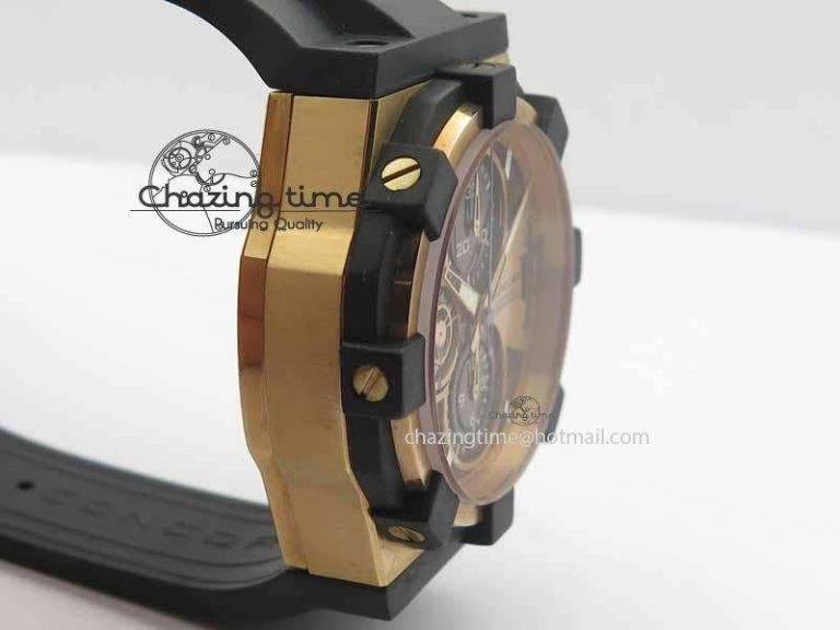 C1 Chronograph RG H-Maker Black CF Dial On Black Rubber Strap A7750