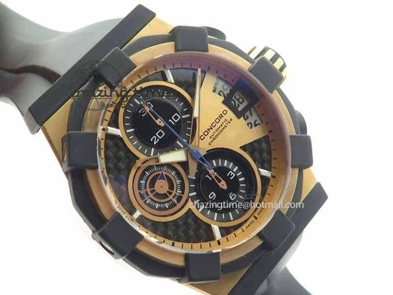C1 Chronograph RG H-Maker Black CF Dial On Black Rubber Strap A7750