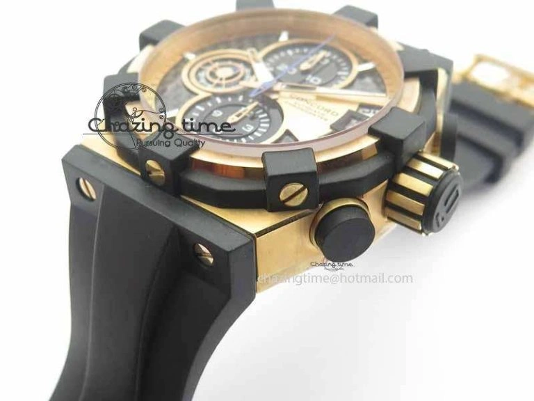 C1 Chronograph RG H-Maker Black CF Dial On Black Rubber Strap A7750