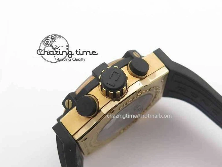 C1 Chronograph RG H-Maker Black CF Dial On Black Rubber Strap A7750