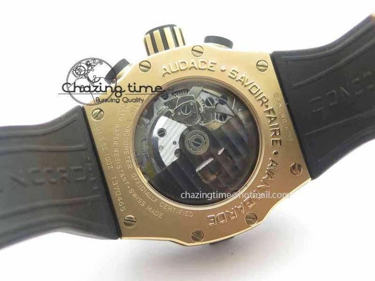 C1 Chronograph RG H-Maker Black CF Dial On Black Rubber Strap A7750