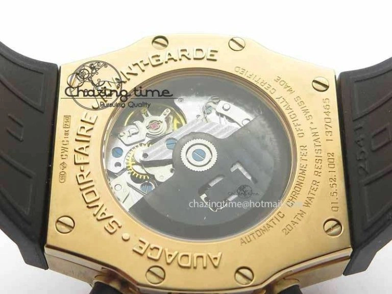 C1 Chronograph RG H-Maker Black CF Dial On Black Rubber Strap A7750
