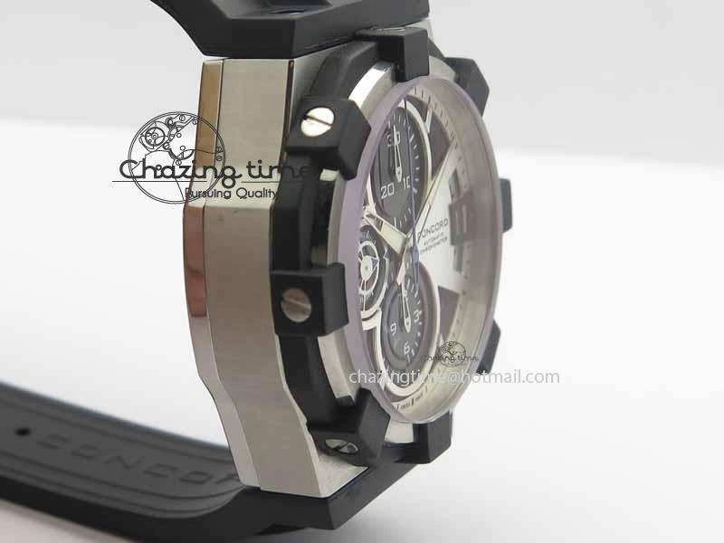 C1 Chronograph SS H-Maker Black CF Dial On Black Rubber Strap A7750