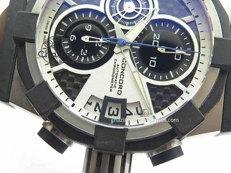 C1 Chronograph SS H-Maker Black CF Dial On Black Rubber Strap A7750