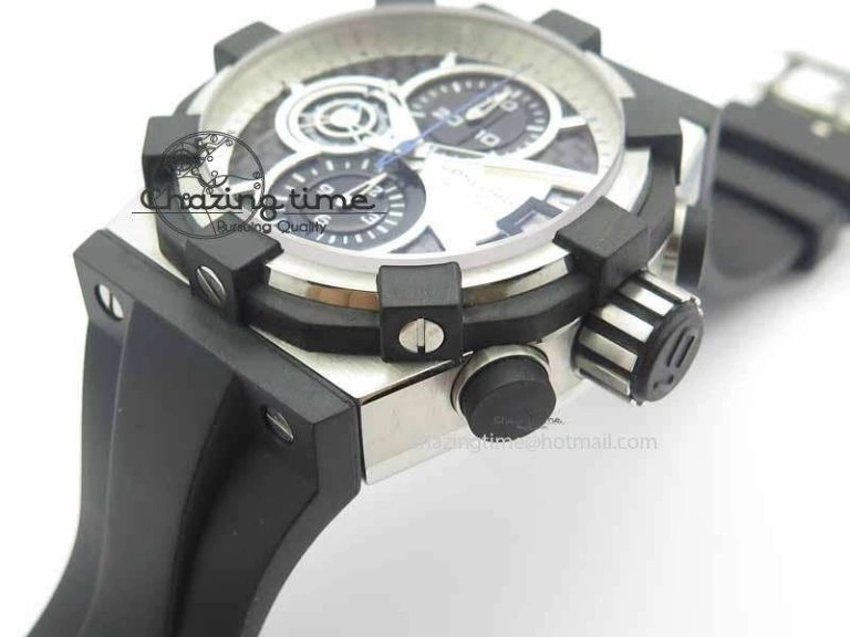 C1 Chronograph SS H-Maker Black CF Dial On Black Rubber Strap A7750