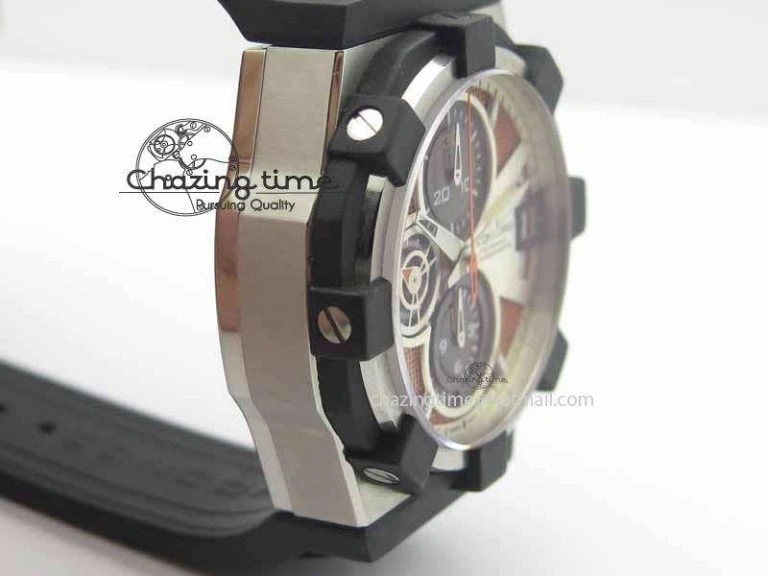 C1 Chronograph SS H-Maker Red CF Dial On Black Rubber Strap A7750