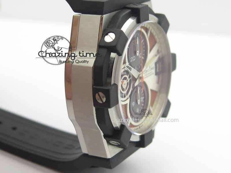 C1 Chronograph SS H-Maker Red CF Dial On Black Rubber Strap A7750