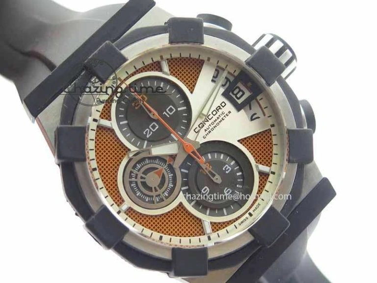 C1 Chronograph SS H-Maker Red CF Dial On Black Rubber Strap A7750