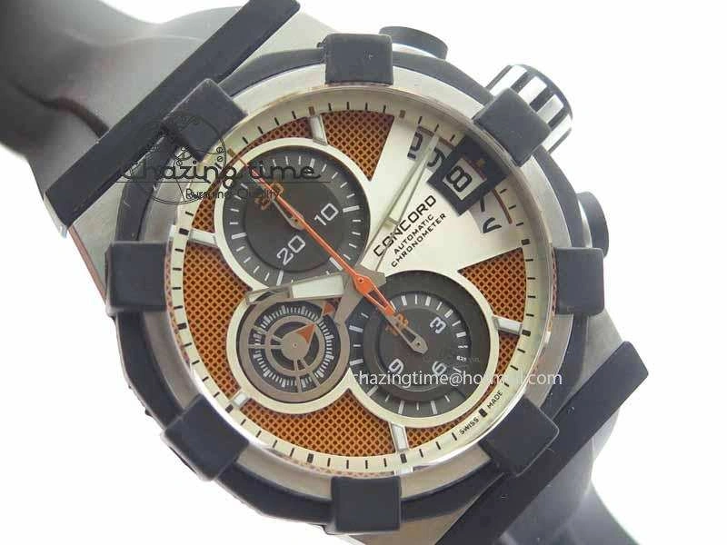 C1 Chronograph SS H-Maker Red CF Dial On Black Rubber Strap A7750