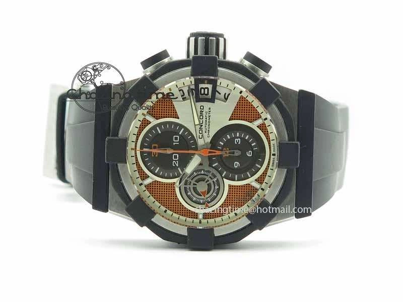 C1 Chronograph SS H-Maker Red CF Dial On Black Rubber Strap A7750