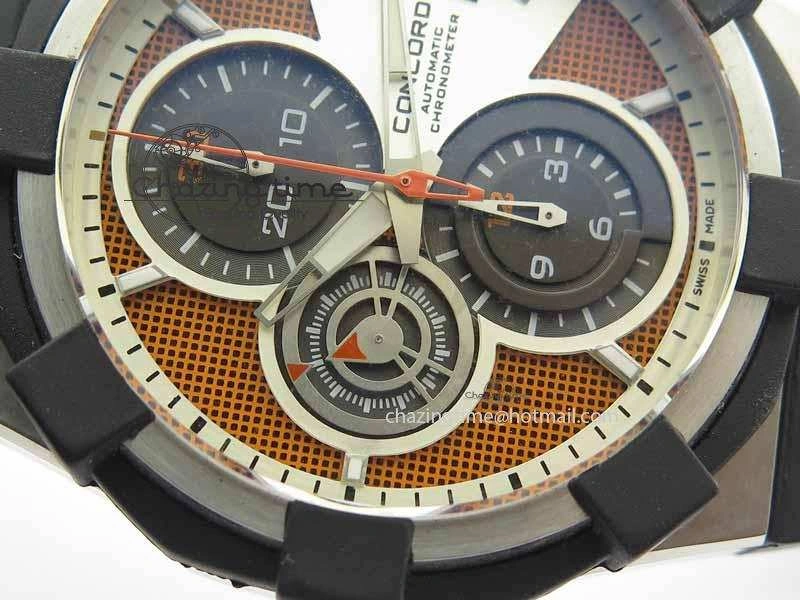 C1 Chronograph SS H-Maker Red CF Dial On Black Rubber Strap A7750