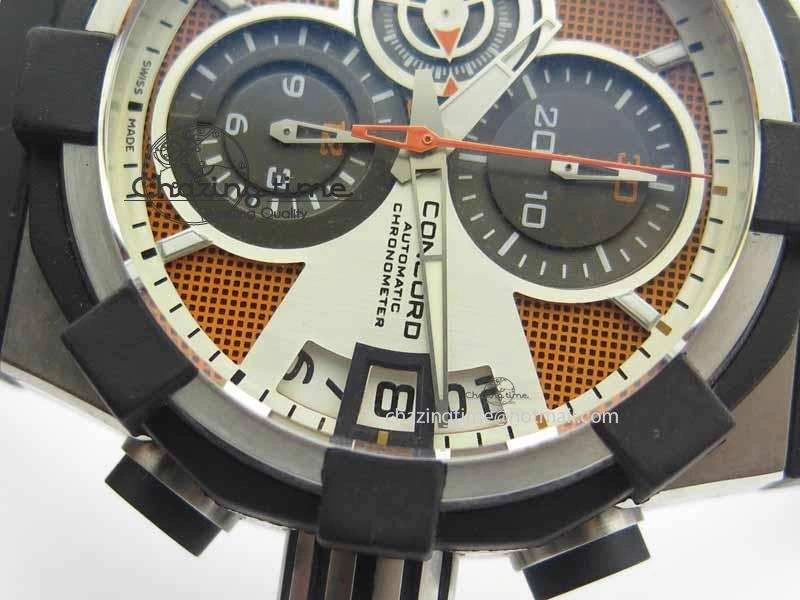 C1 Chronograph SS H-Maker Red CF Dial On Black Rubber Strap A7750