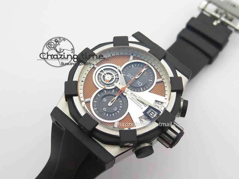 C1 Chronograph SS H-Maker Red CF Dial On Black Rubber Strap A7750