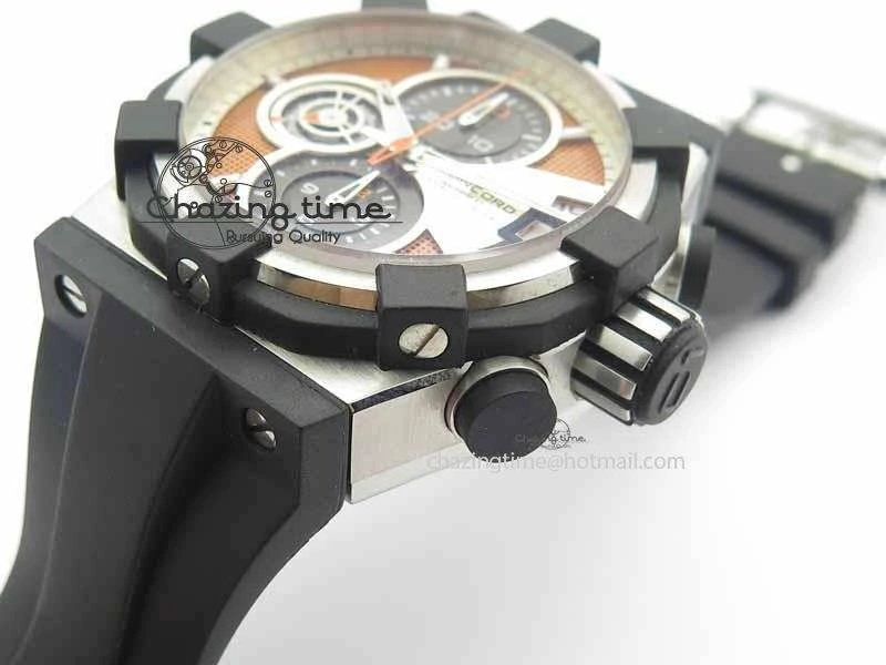 C1 Chronograph SS H-Maker Red CF Dial On Black Rubber Strap A7750