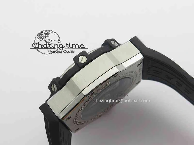 C1 Chronograph SS H-Maker Red CF Dial On Black Rubber Strap A7750