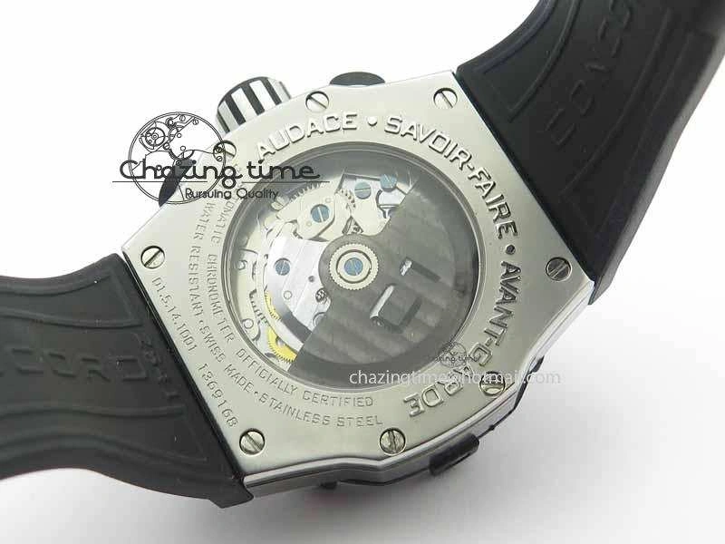 C1 Chronograph SS H-Maker Red CF Dial On Black Rubber Strap A7750