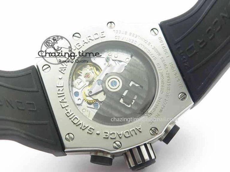 C1 Chronograph SS H-Maker Red CF Dial On Black Rubber Strap A7750