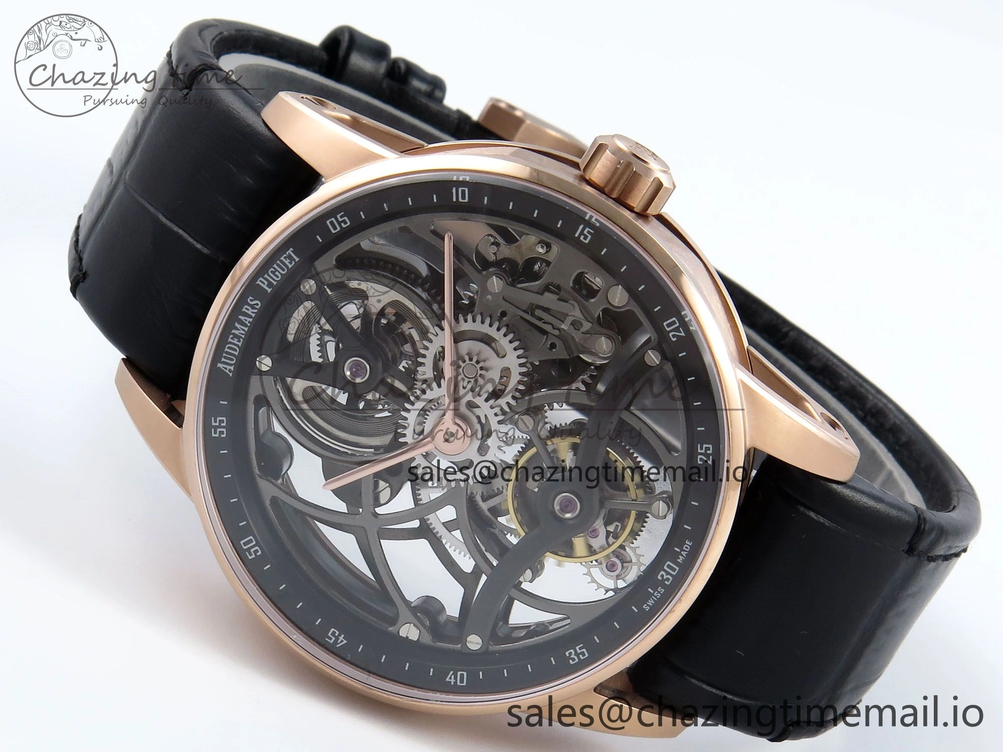 CODE 11.59 Tourbillon 26600 RG APPF Best Edition Black Dial on Black Leather Strap A2948