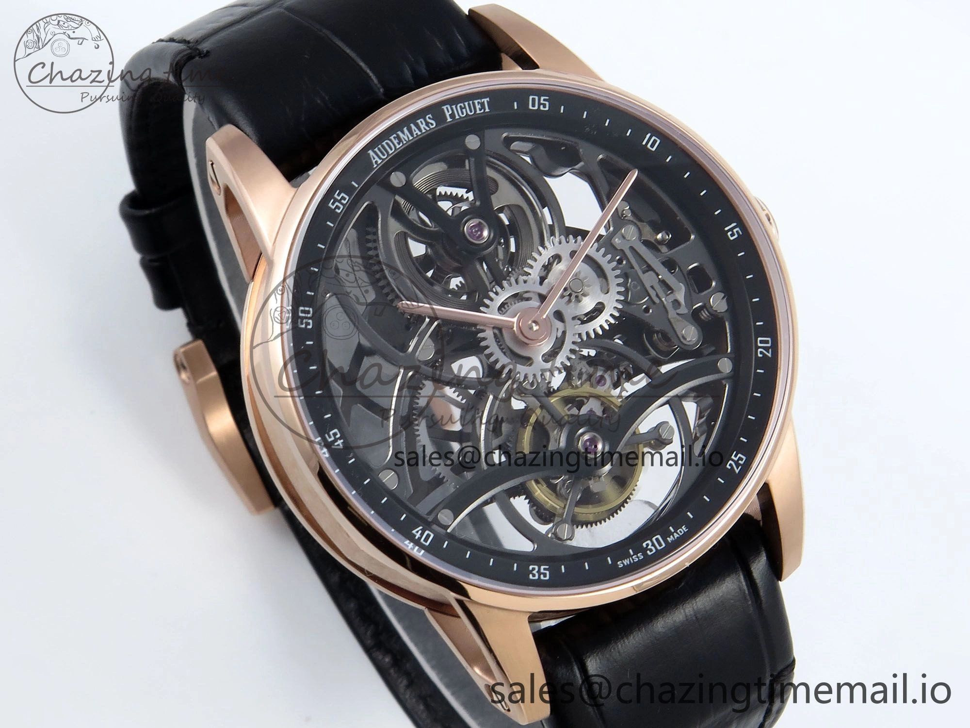 CODE 11.59 Tourbillon 26600 RG APPF Best Edition Black Dial on Black Leather Strap A2948